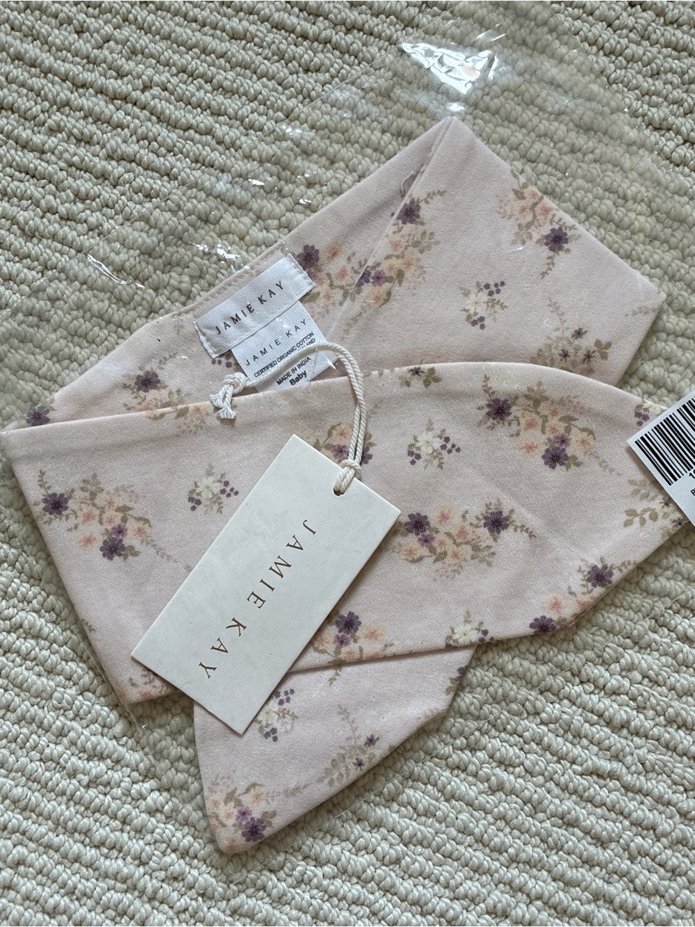Jamie Kay Blush Floral Bandana Bib NWT